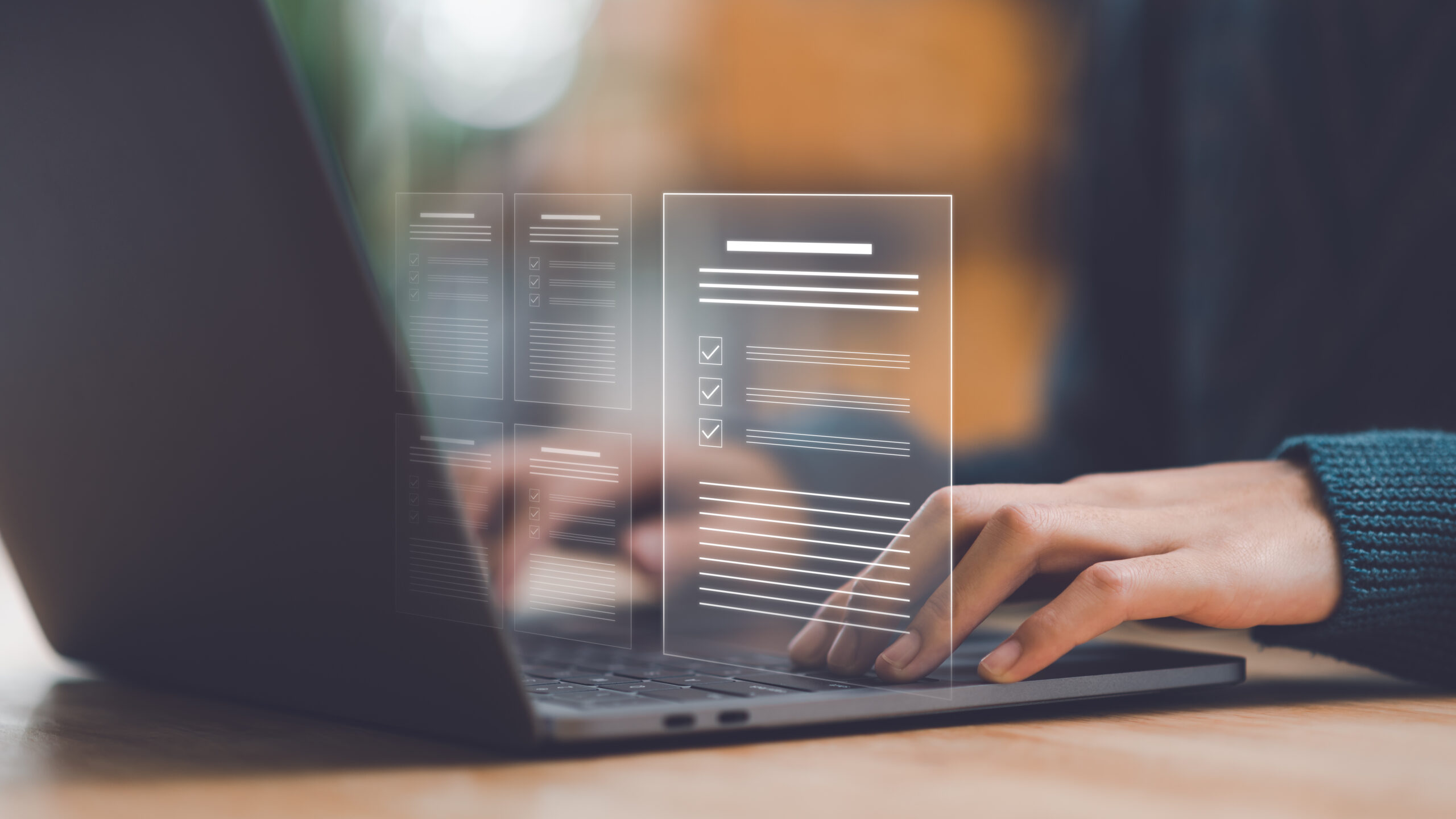 Businessman showing online document validation icon, Concepts of SAPHIR Cimetières